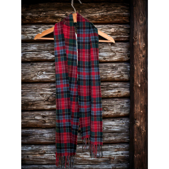 Coach Leatherware Wool Cashmere Tartan Plaid Checkered Scarf Italy Authentic - Picture 1 of 8
